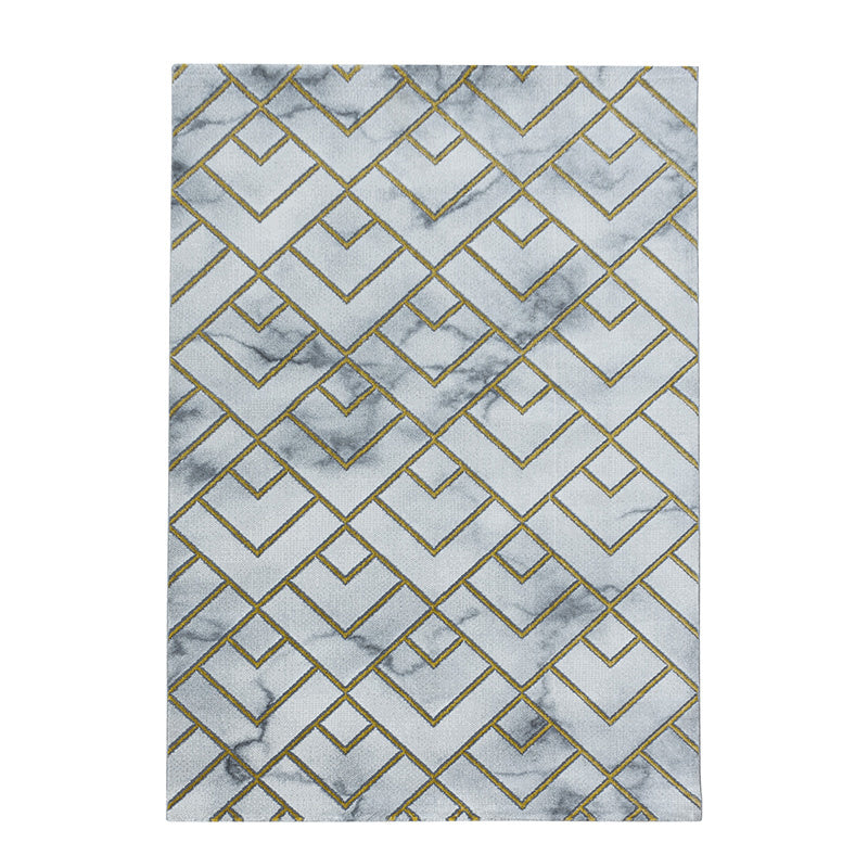 Modern Floor Rug - Marble Pattern Grey/Gold