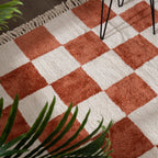Checkerboard Rug - Blox Fringe Terracotta