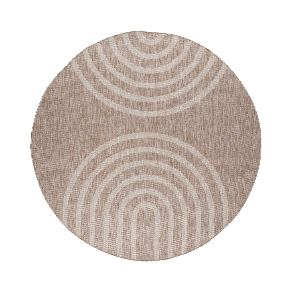 Round Indoor Outdoor Rug - Sierra Arches Beige/Cream