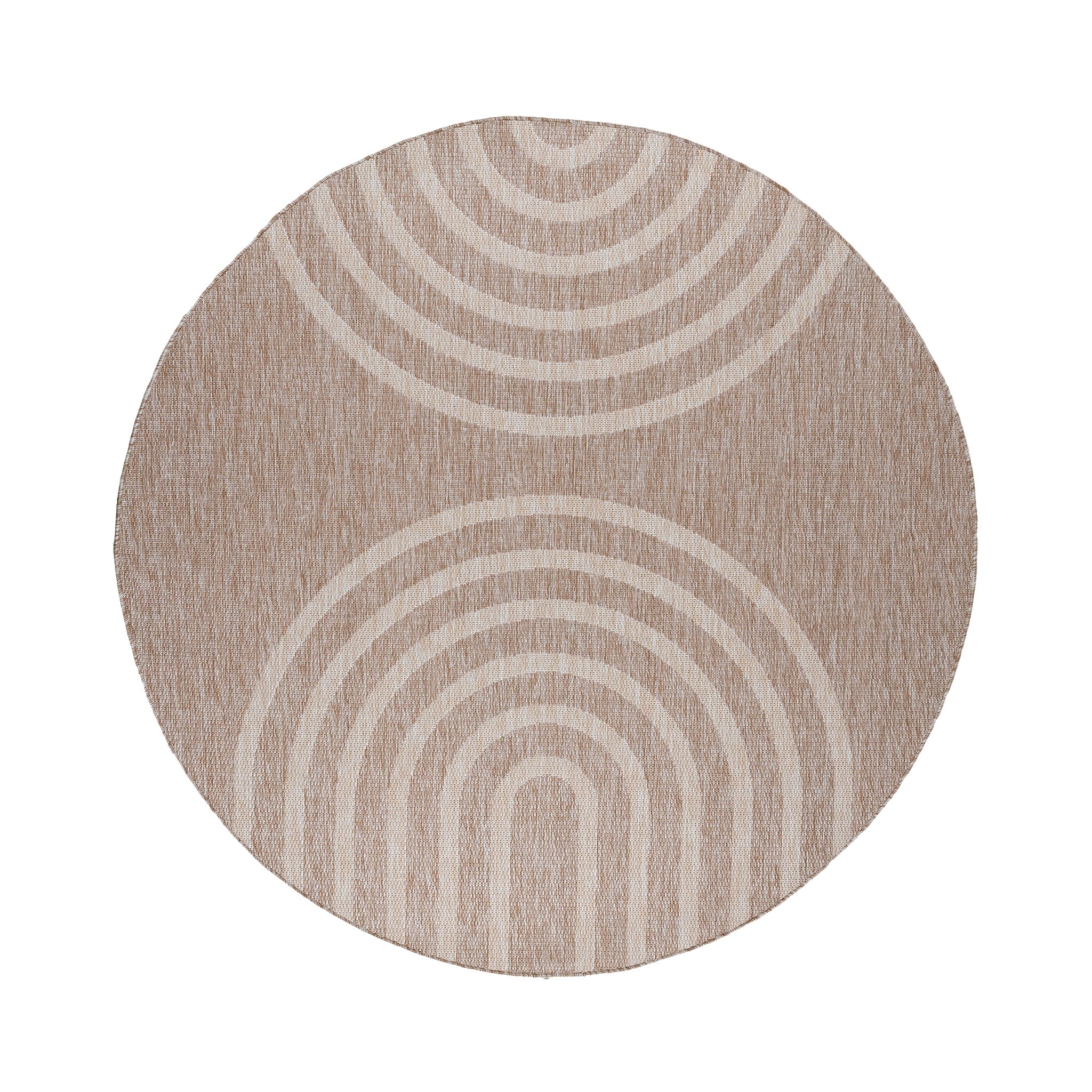 Round Indoor Outdoor Rug - Sierra Arches Beige/Cream