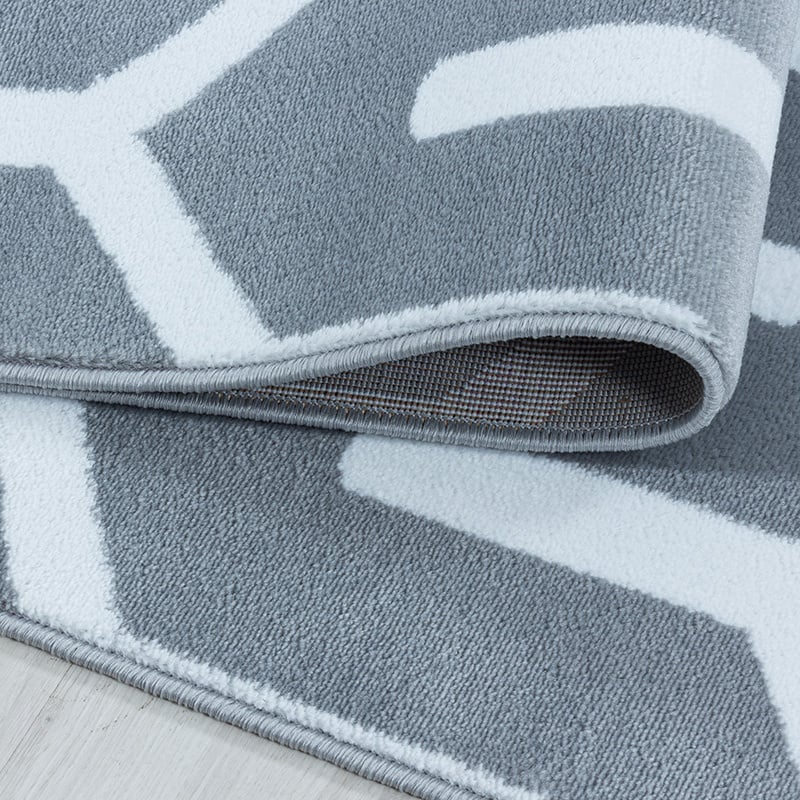 Modern floor rug - Streaky Pattern Grey/White