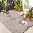 Modern Outdoor Rug - Porto Curves Light Gray