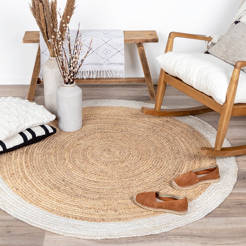 Jute Rug - Fair Round Natural/White