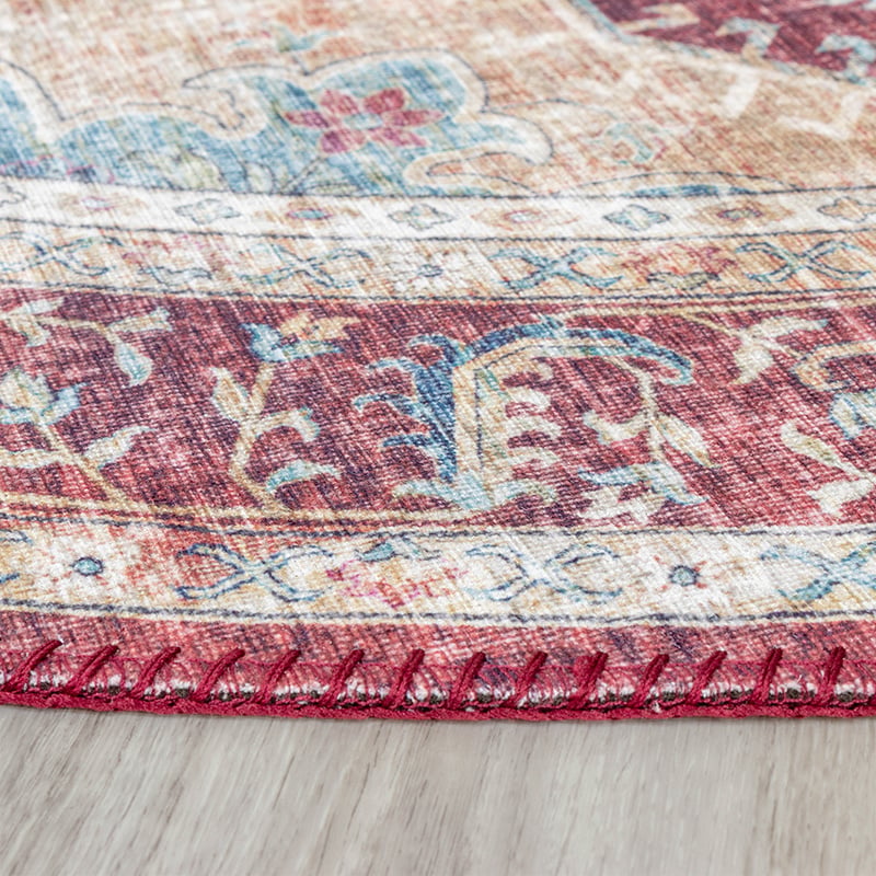 Round Vintage Rug - Azara Red