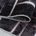 Modern Floor Rug - Streaky Scratch Pink/White