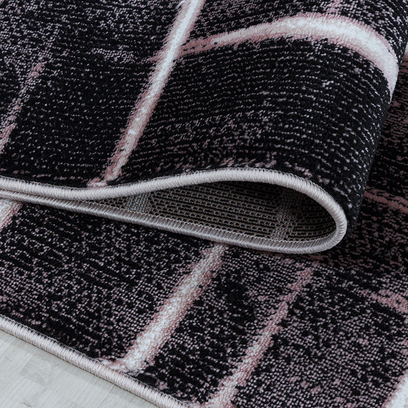 Modern Floor Rug - Streaky Scratch Pink/White