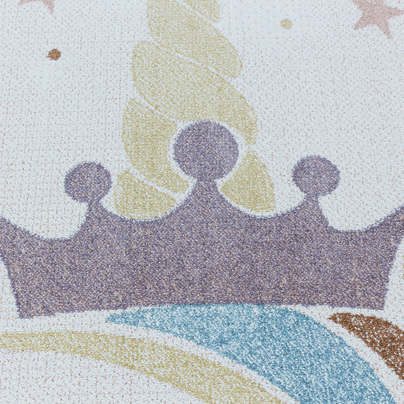 Round Children's Floor Rug Unicorn - Lucy White