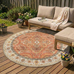 Round Vintage Outdoor Rug - Santo Flora Terra