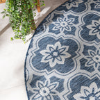 Round Outdoor Rug – Rio Flower Blue