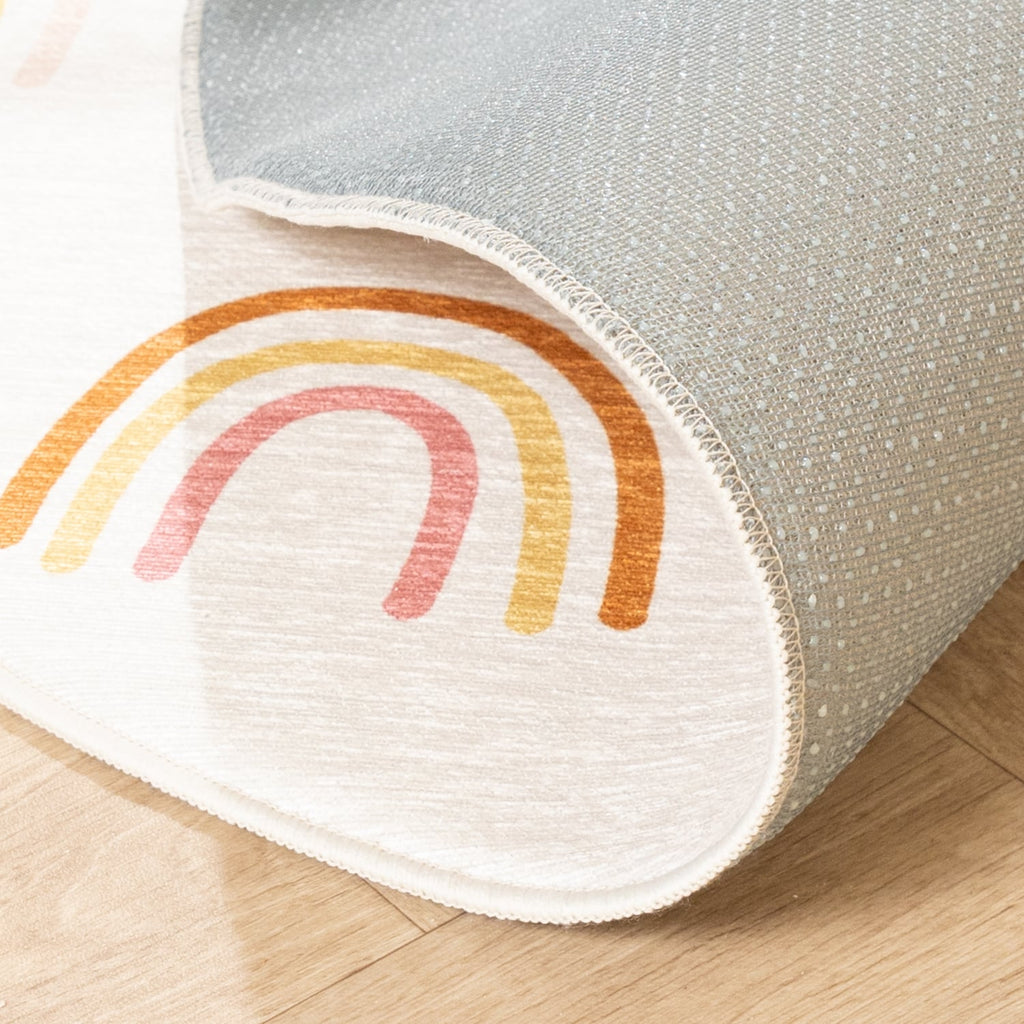Round Washable Kids Rug - Evi Rainbow Multicolour