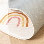 Round Washable Kids Rug - Evi Rainbow Multicolour