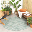 Round Modern Outdoor Rug - Playa Geo Green