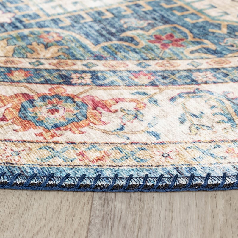 Round Vintage Rug - Azara Light Blue