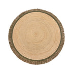 Round jute floor rug - Kahano Natural/Green