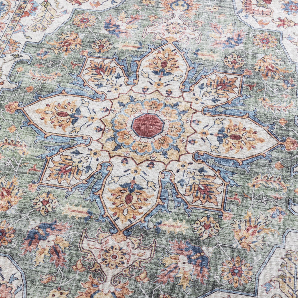Washable Runner - Domingo Mandala Olive Green