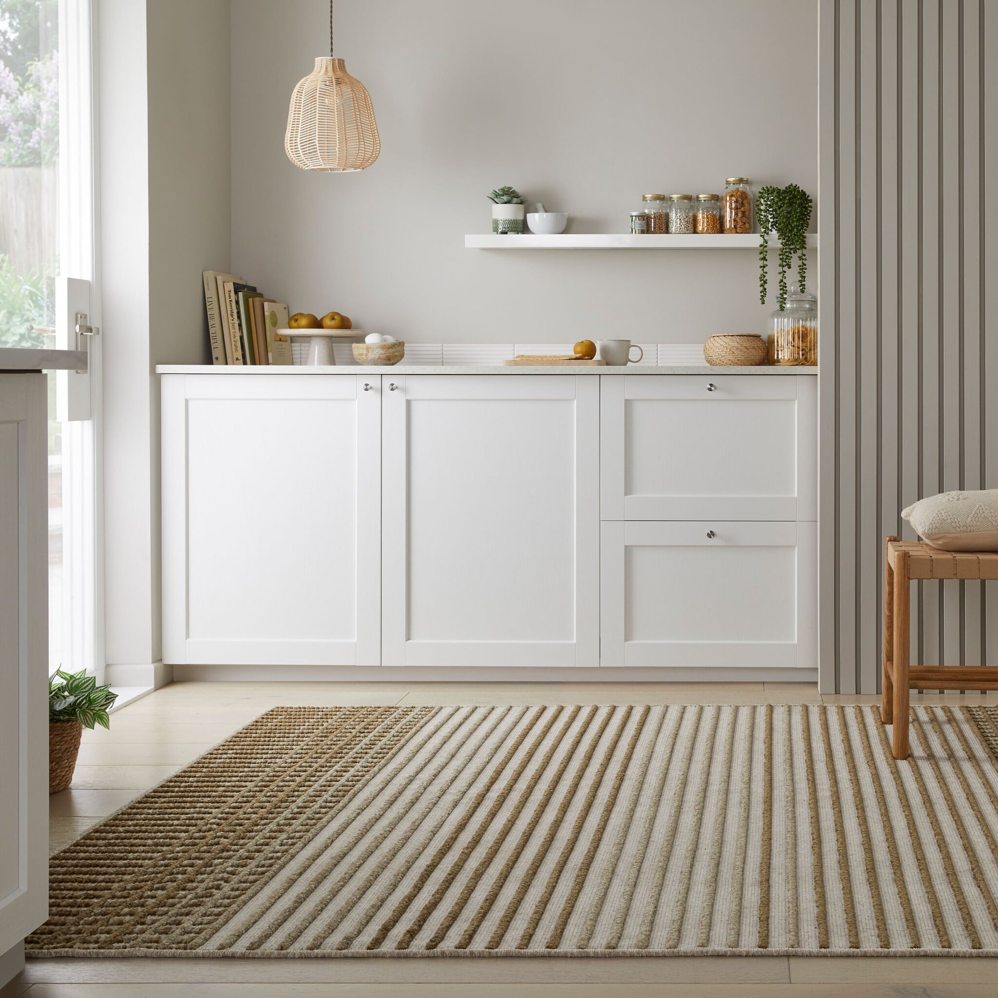 Washable floor rug - Elto Stripe Green