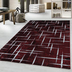 Modern Floor Rug - Streaky Scratch Red/White