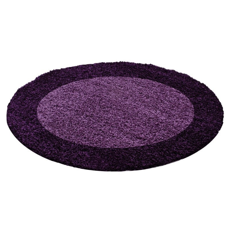 Round High pile floor rug - Edge Purple
