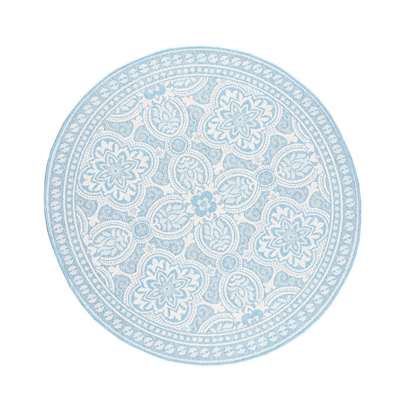 Round Outdoor Rug - Summer Oriental Light Blue