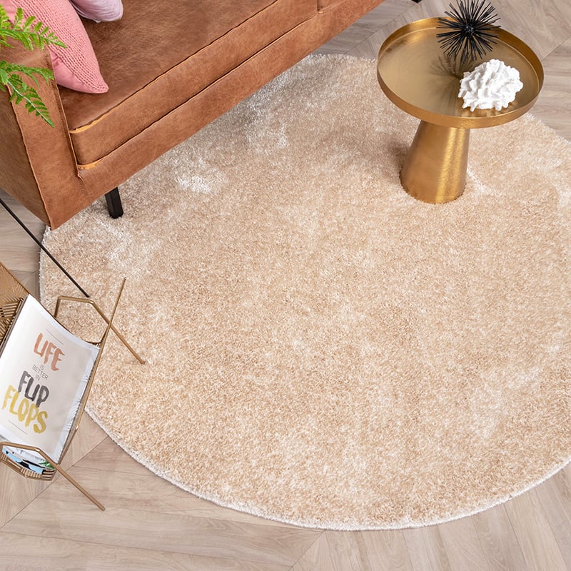 Round High Pile Rug - Glazy Cream