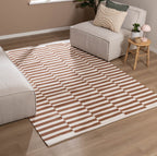 Striped Modern Rug - Dazzle Blocks Brown/White