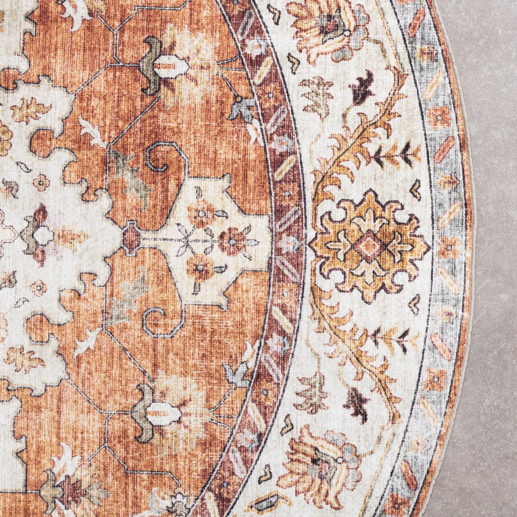 Round Vintage Outdoor Rug - Santo Medallion Terra