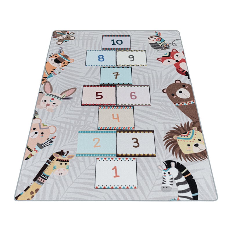 Play Rug - Pleun Animals Hopscotch Grey