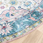 Round Vintage Rug - Lily Oriental Blue/Pink
