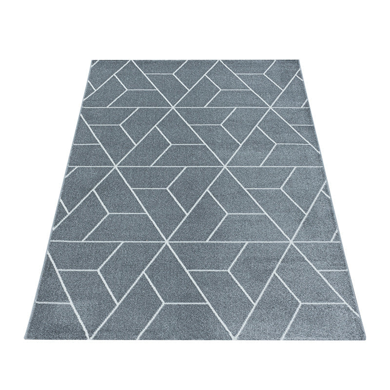 Retro Floor Rug - Stencil Triangle Grey/White