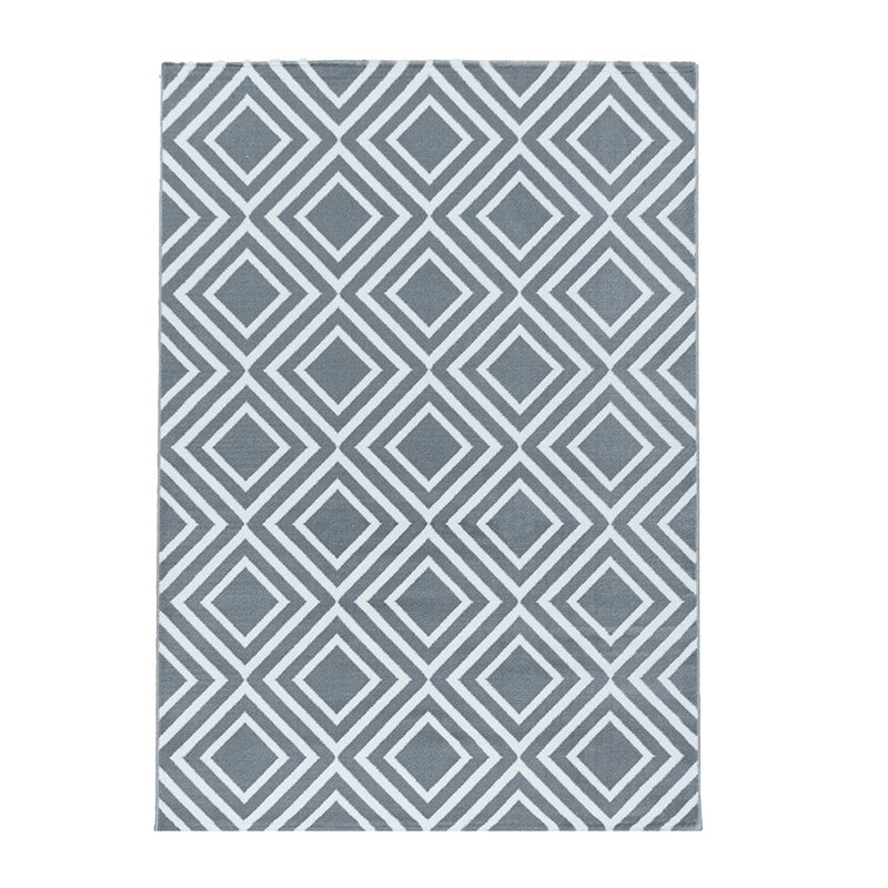 Modern floor rug - Streaky Square Grey/White