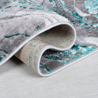 Marble floor rug - Erio Marbled Grey/Turquoise