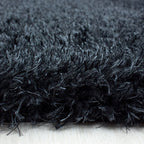 Round high pile floor rug - Blushy Black/Mottled