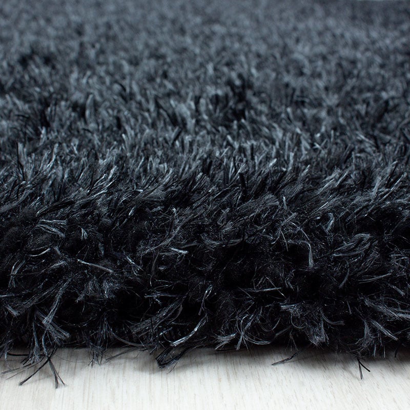 Round high pile floor rug - Blushy Black/Mottled