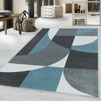Retro floor rug - Stencil Forms Blue/Grey