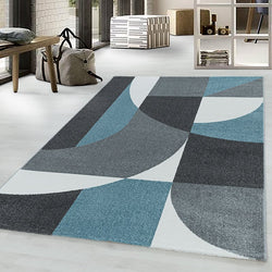 Retro floor rug - Stencil Forms Blue/Grey