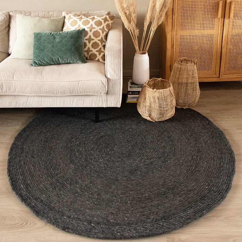 Round Wool Rug - Wise Anthracite