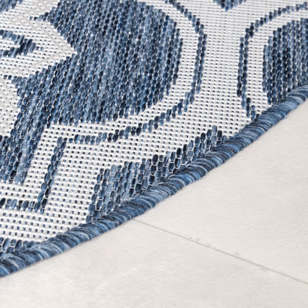 Round Outdoor Rug – Rio Flower Blue