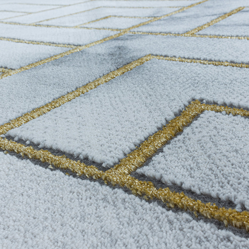 Modern Floor Rug - Marble Pattern Grey/Gold