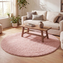 Round High Pile Rug - Lofty Pink
