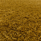 Round High-Pile Floor Rug - Softy Ochre Yellow