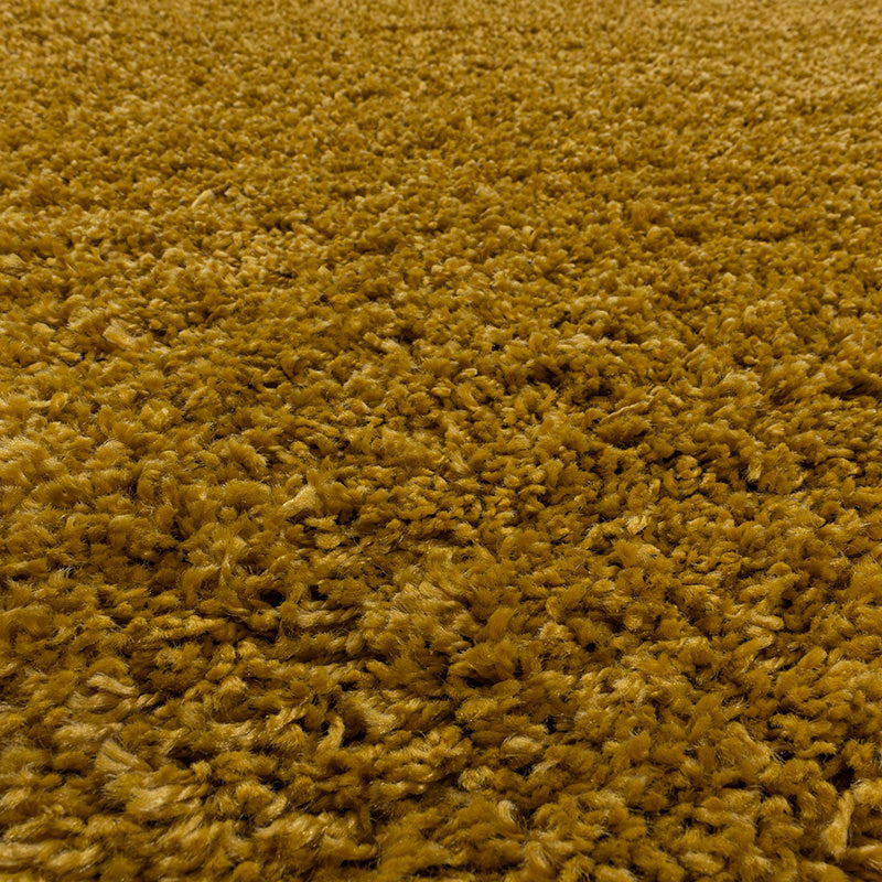 Round High-Pile Floor Rug - Softy Ochre Yellow