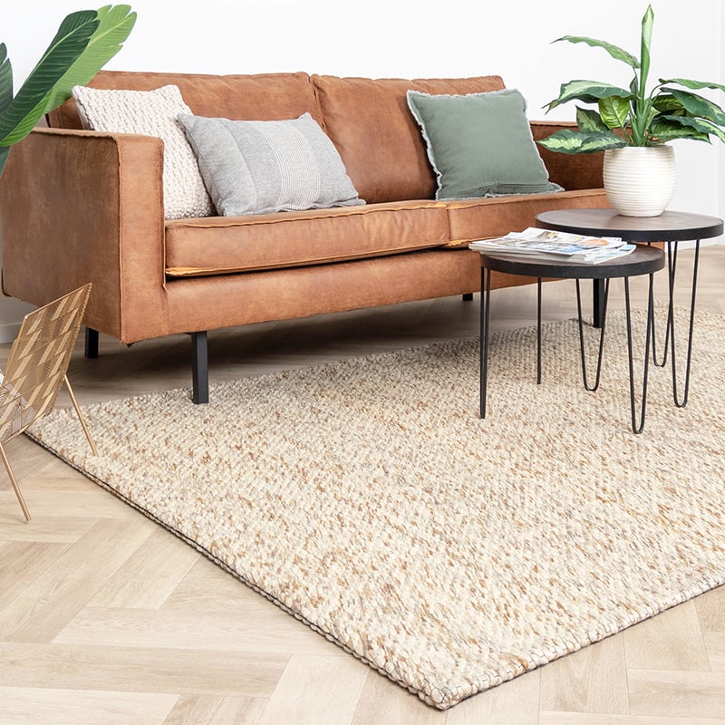 Wool Rug - Melange Cream/Brown Blended