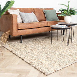 Wool Rug - Melange Cream/Brown Blended