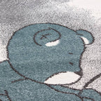Round Children's Floor Rug - Anna Little Bear Blue