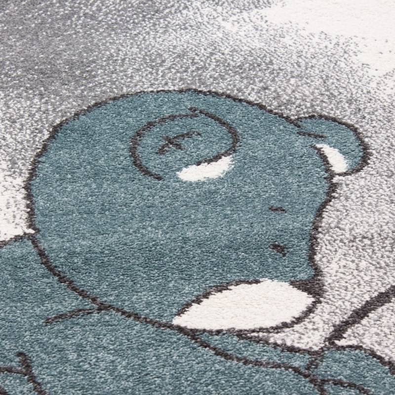 Round Children's Floor Rug - Anna Little Bear Blue