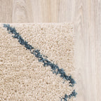 High Pile Rug - Grand Lines Cream/Blue
