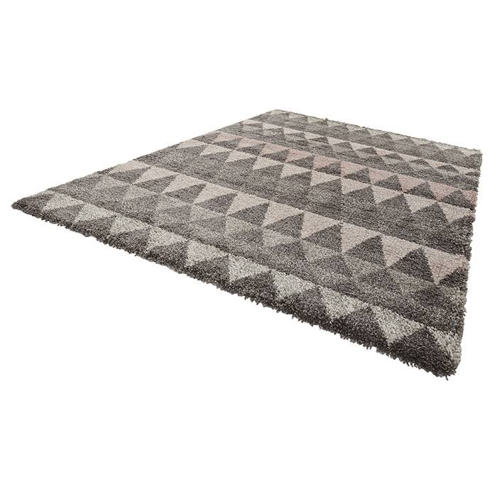 High-pile floor rug - Allure Triangle Grey/Pink