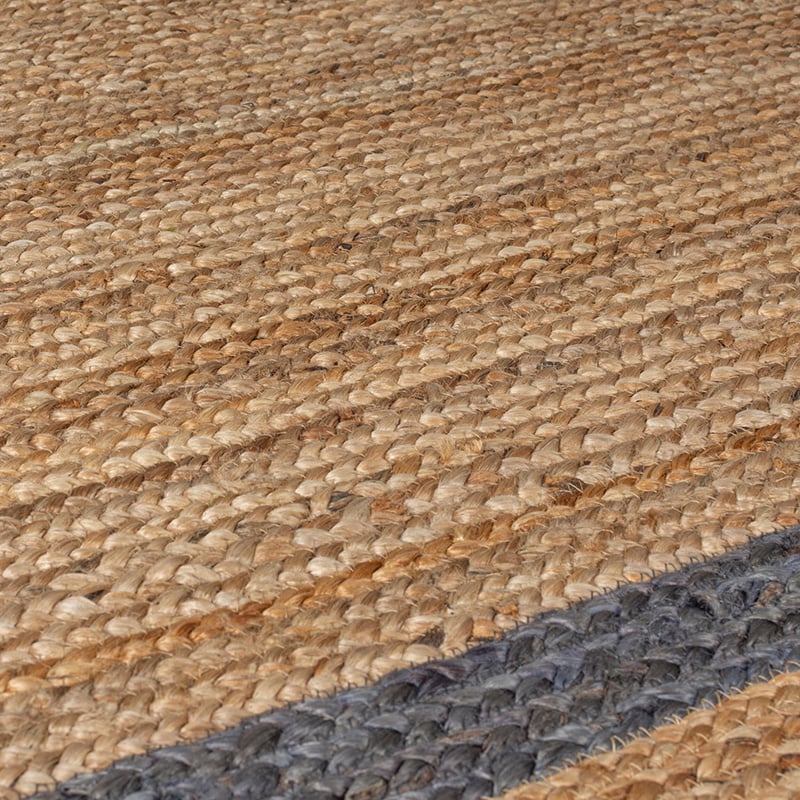 Oval jute floor rug - Grazo Natural/Grey