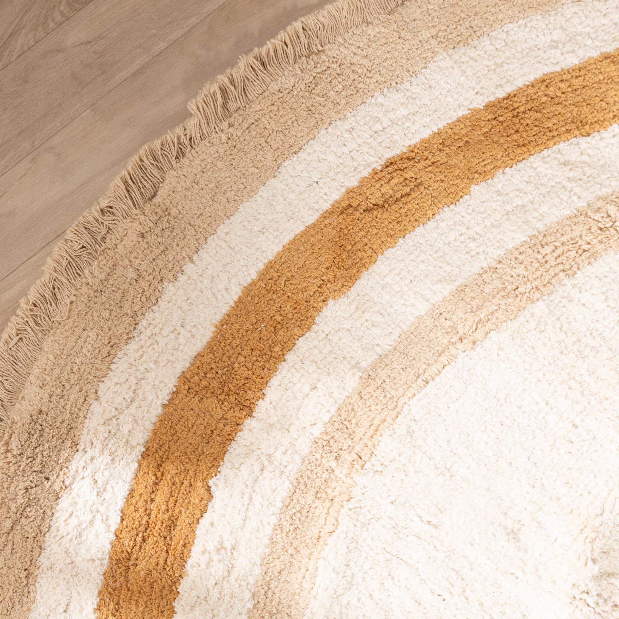 Round washable kids rug - Milo Beige