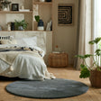 Round shaggy floor rug - Farenzo Grey